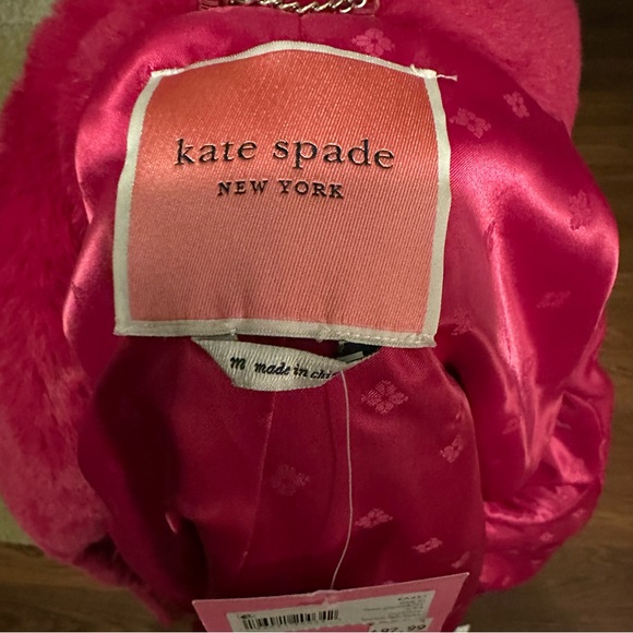 kate spade ♠️- $568 Bow-waist Faux Fur Coat in, “Rosa Plum”, Size Medium, NWT - Picture 15 of 16